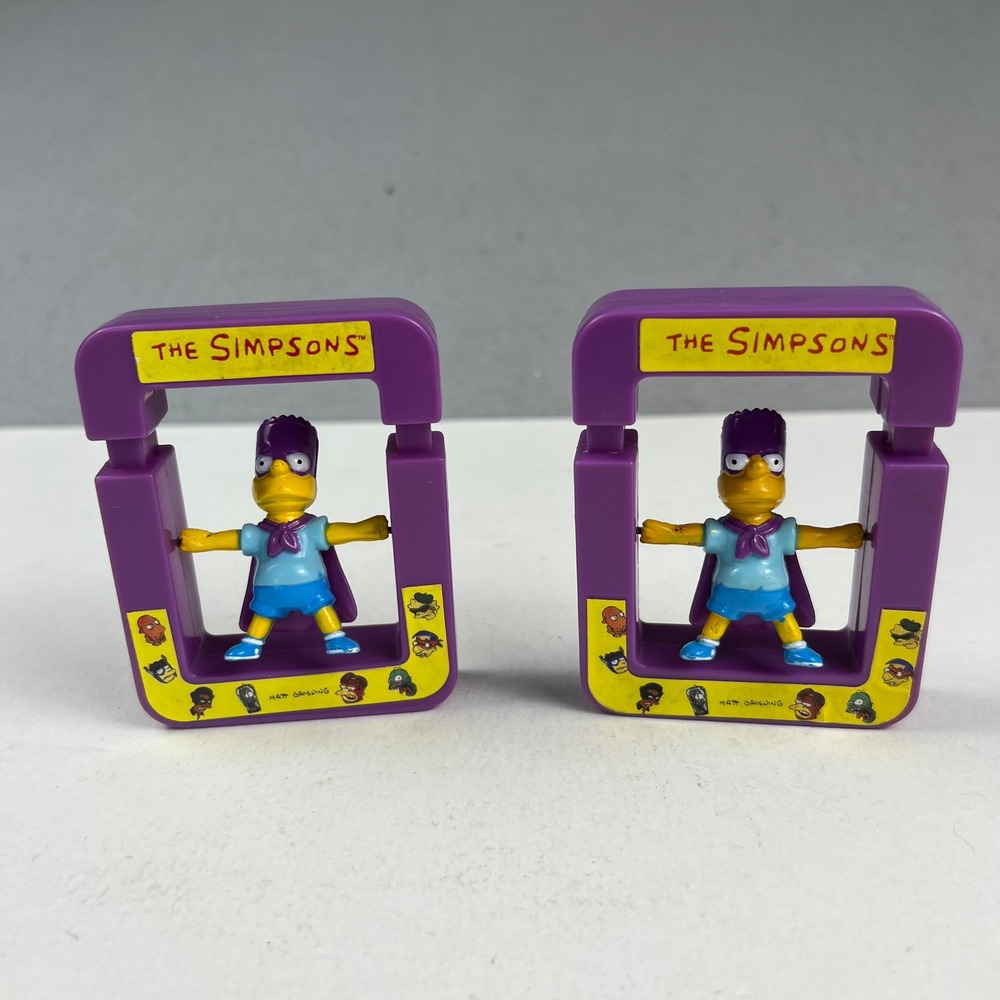 The Simpsons Bartman Figure Subway Kids Toy 3.5in Purple 1997 Vintage Lot of 2